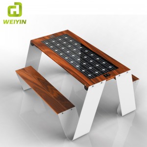 Furnizorul de masă din oțel picnic solar solar pentru încărcarea telefonului în aer liber