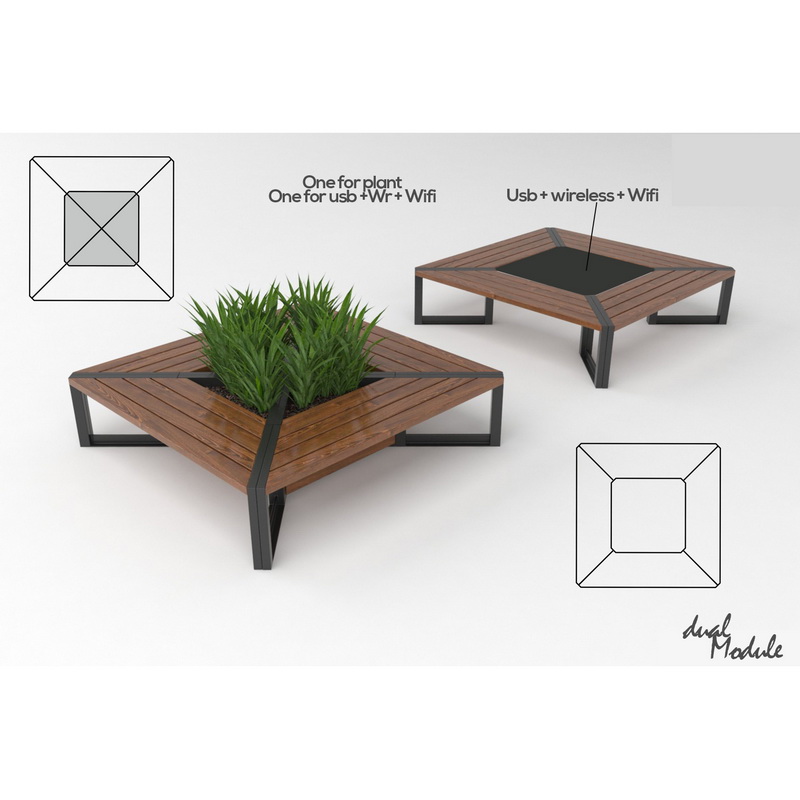 Noul design Wireless Charging Smart Solar Garden Mobilier Patio Bench pentru Park