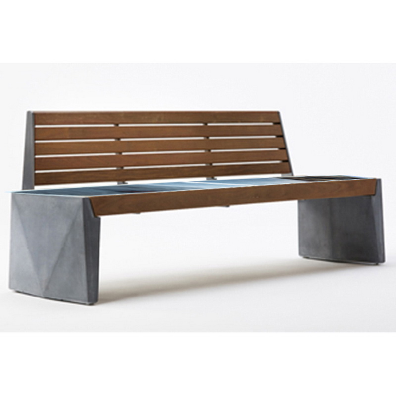 New Design Wood Color High Quality Solar Smart Bench